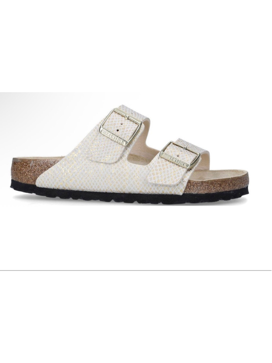 Birkenstock Shoes - Women's Birkenstock Arizona Python Sandals Size 7 White Gold Snake Print